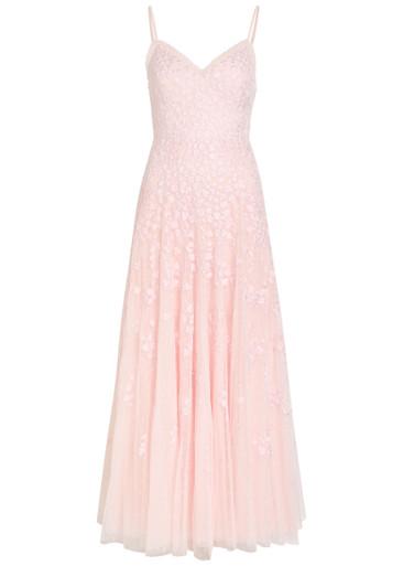 Scatter Blossom floral-embroidered tulle gown by NEEDLE&THREAD