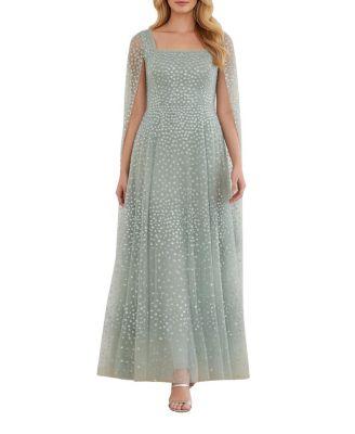 Scatter Dot Cape Sleeve Ankle Gown by NEEDLE&THREAD