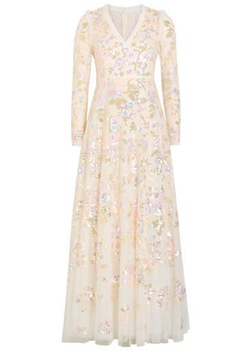 Sequin Paradise floral-embellished tulle gown by NEEDLE&THREAD