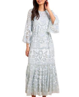 Snowdrop 3/4 Sleeve Crew Neck Ankle Gown by NEEDLE&THREAD