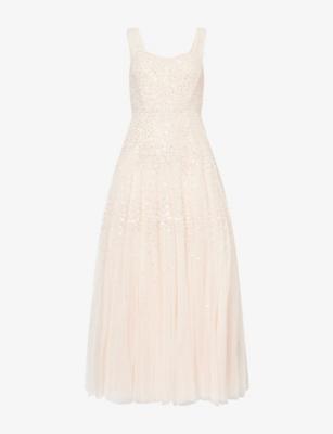 Sunrise Sweetheart-Neck Tulle Ankle Gown by NEEDLE&THREAD