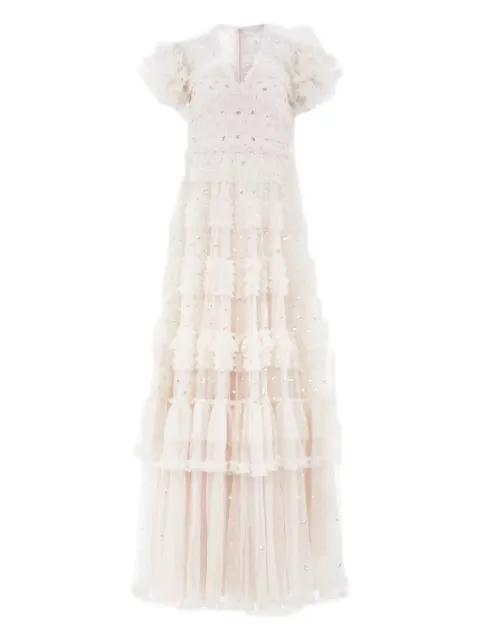 Vivian sequin ruffled dress by NEEDLE&THREAD