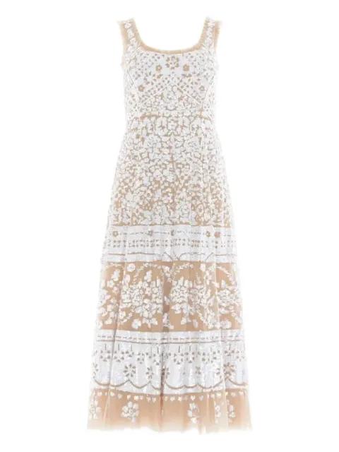 sequin-embellished scoop-neck midi dress by NEEDLE&THREAD
