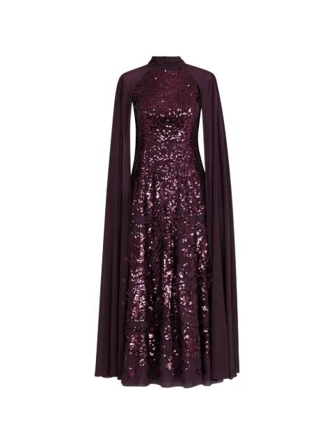 sequin-embellishment cape-sleeve gown maxi dress by NEEDLE&THREAD