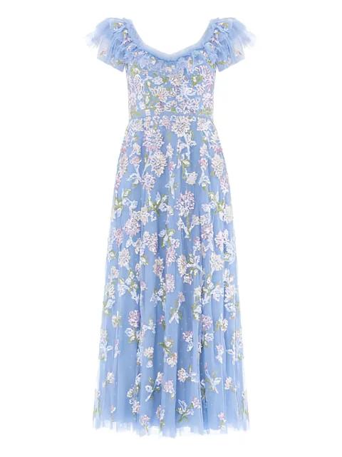 sequin ruffled midi dress by NEEDLE&THREAD