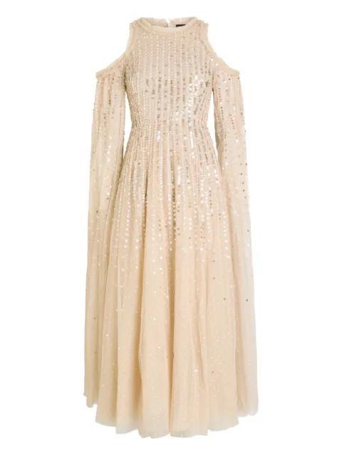 sequin ruffled midi dress by NEEDLE&THREAD