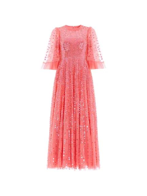 short-sleeve evening dress by NEEDLE&THREAD