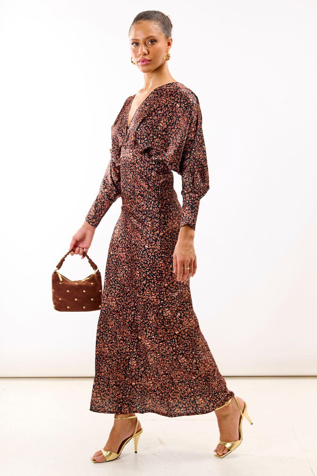 Leopard Batwing Sleeve Maxi Dress by NEEDS NO LABEL
