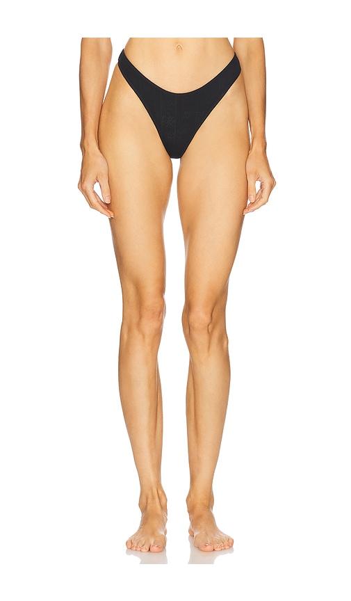 Negative Underwear Pointelle Dipped Thong in Black by NEGATIVE UNDERWEAR