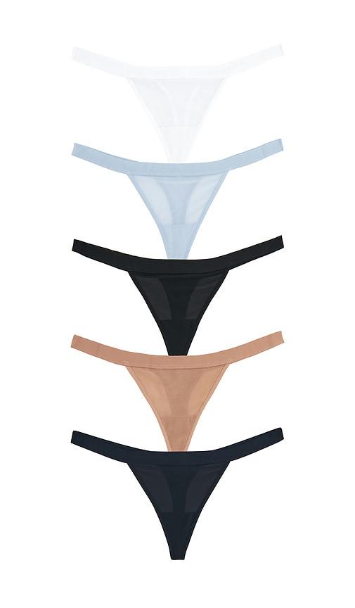 Negative Underwear Sieve Thong (5-pack) in Blue by NEGATIVE UNDERWEAR