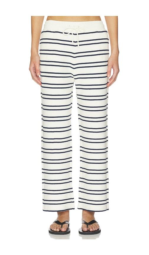 Negative Underwear Waffle Knit Cropped Pant in Cream,Navy by NEGATIVE UNDERWEAR