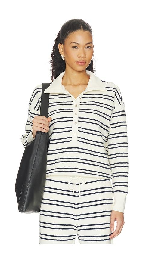 Negative Underwear Waffle Knit Pullover in Cream,Navy by NEGATIVE UNDERWEAR