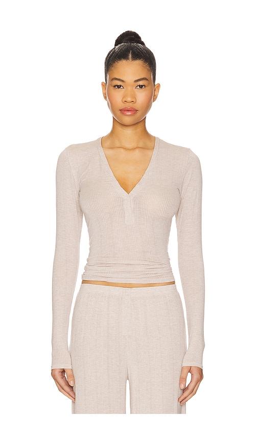 Negative Underwear Whipped Henley in Beige by NEGATIVE UNDERWEAR