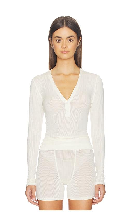 Negative Underwear Whipped Henley in Cream by NEGATIVE UNDERWEAR