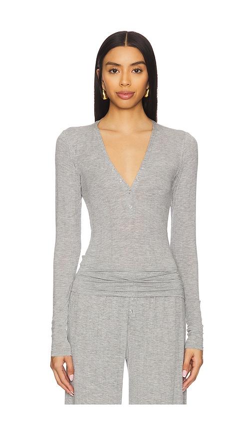 Negative Underwear Whipped Henley in Light Grey by NEGATIVE UNDERWEAR