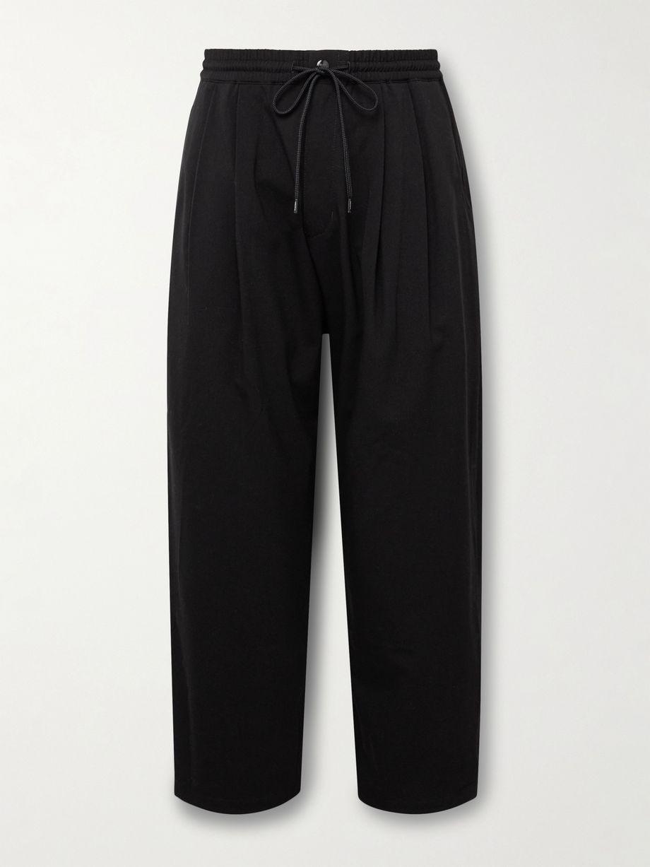 BaggySilhouette Easy Straight-Leg Pleated Crepe Drawstring Trousers by NEIGHBORHOOD