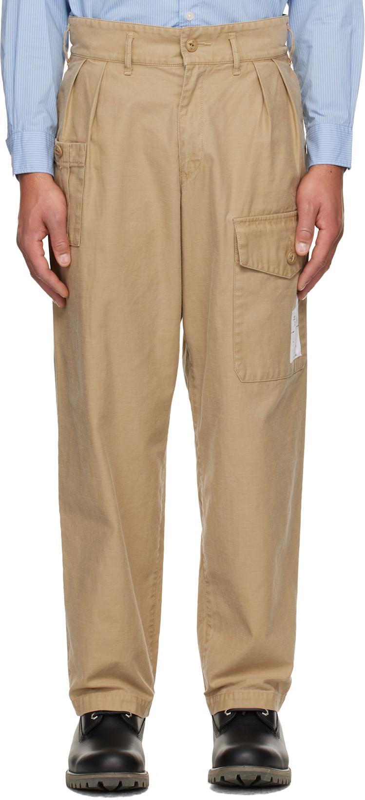 Beige Two Tuck Cargo Pants by NEIGHBORHOOD