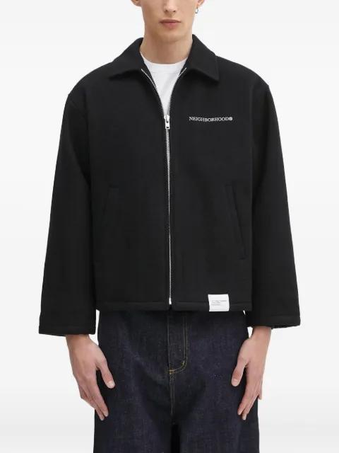 Melton logo-emblem zip-up shirt jacket by NEIGHBORHOOD