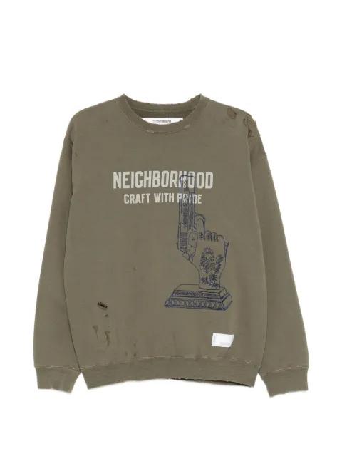distressed graphic-print sweater by NEIGHBORHOOD