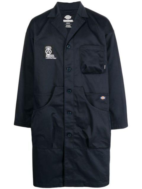 logo-patch single-breasted coat by NEIGHBORHOOD