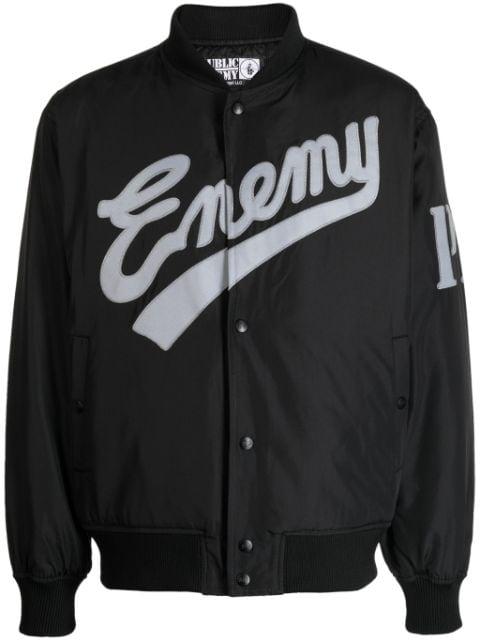 x Public Enemy x Majestic logo-embroidered bomber jacket by NEIGHBORHOOD