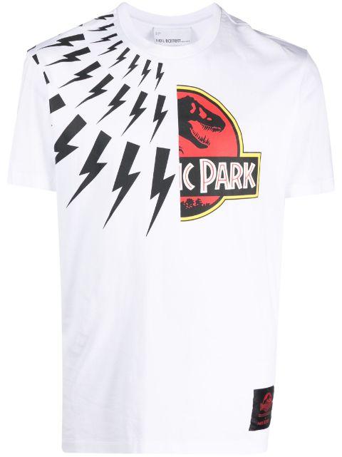 Jurassic Park & Fair Isle Thunderbolt T-shirt by NEIL BARRETT