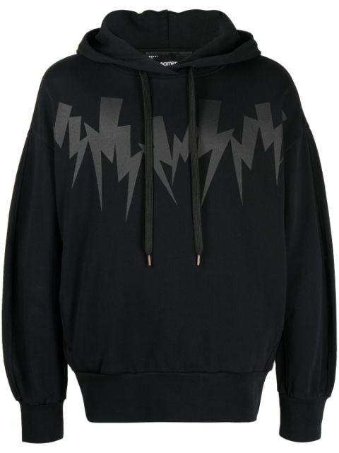 Thunderbolt-print cotton hoodie by NEIL BARRETT