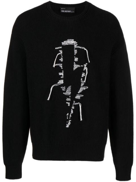 bolt-motif cotton-blend jumper by NEIL BARRETT