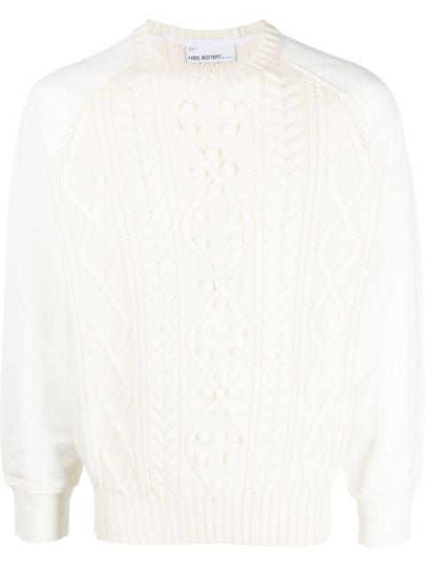 crew-neck hybrid jumper by NEIL BARRETT