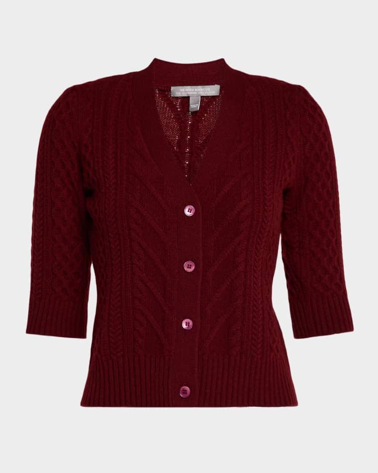 Cashmere Cable-Knit Cardigan by NEIMAN MARCUS CASHMERE COLLECTION