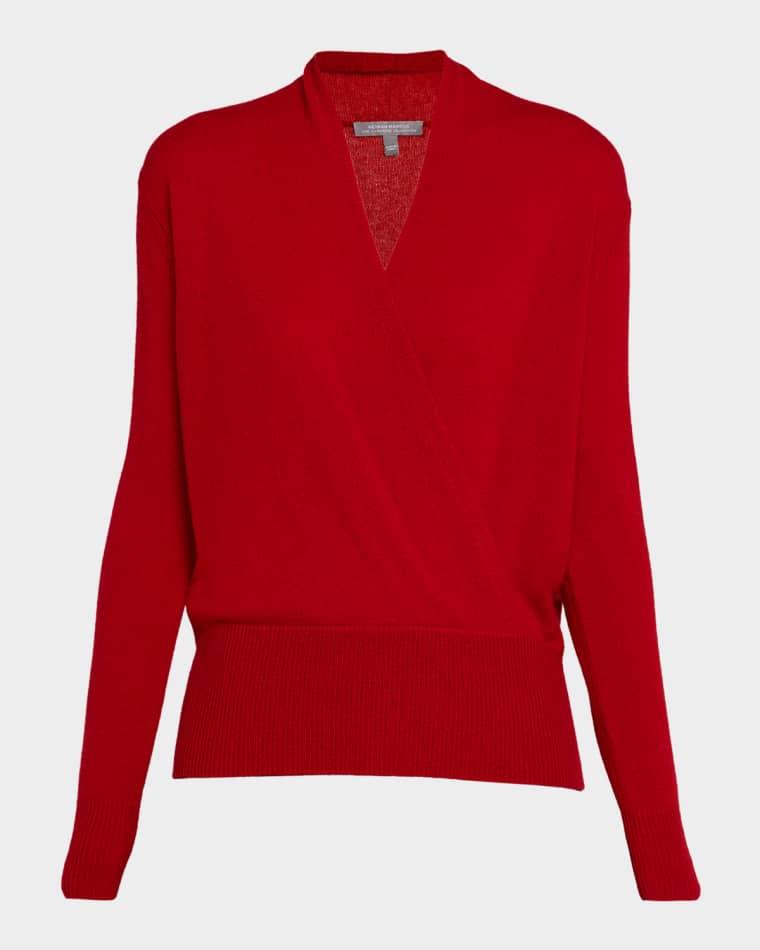Cashmere Faux Wrap Sweater by NEIMAN MARCUS CASHMERE COLLECTION