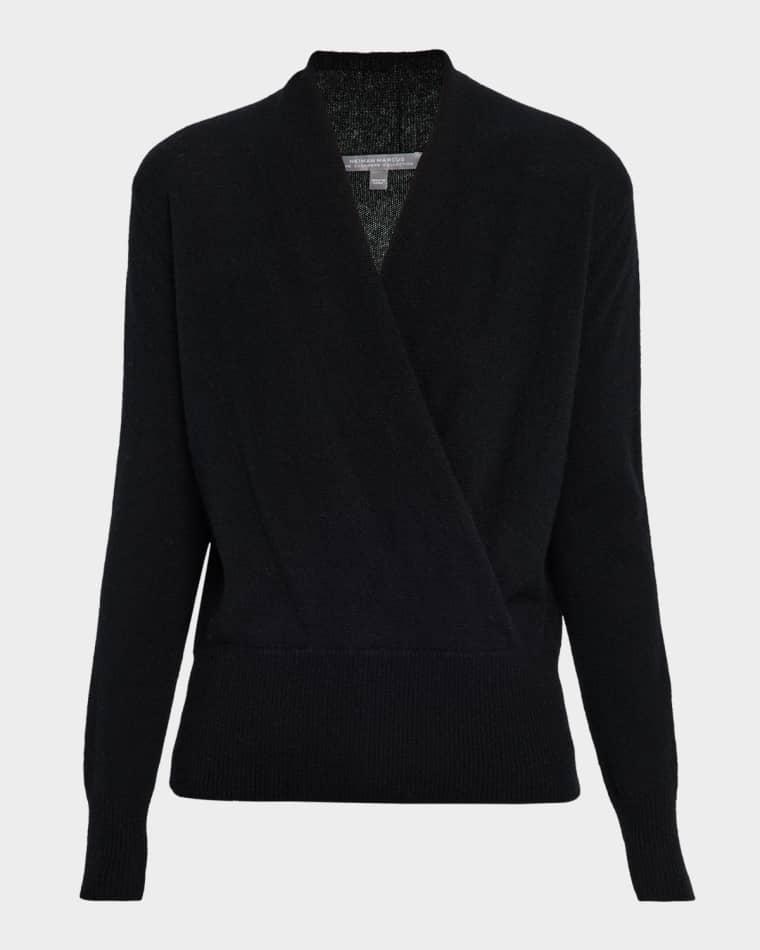 Cashmere Faux Wrap Sweater by NEIMAN MARCUS CASHMERE COLLECTION