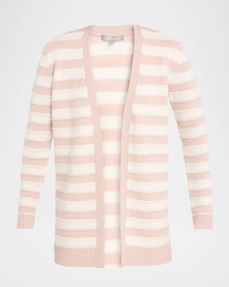 Cashmere Striped Open-Front Cardigan by NEIMAN MARCUS CASHMERE COLLECTION