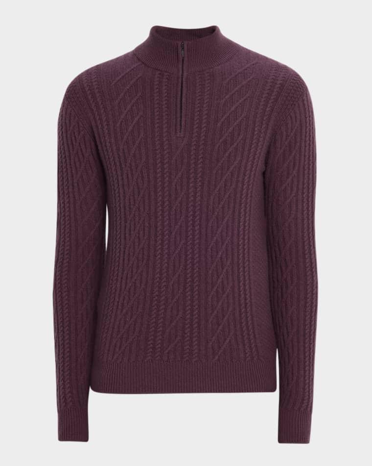 Men's Cable Knit Quarter-Zip Cashmere Sweater by NEIMAN MARCUS