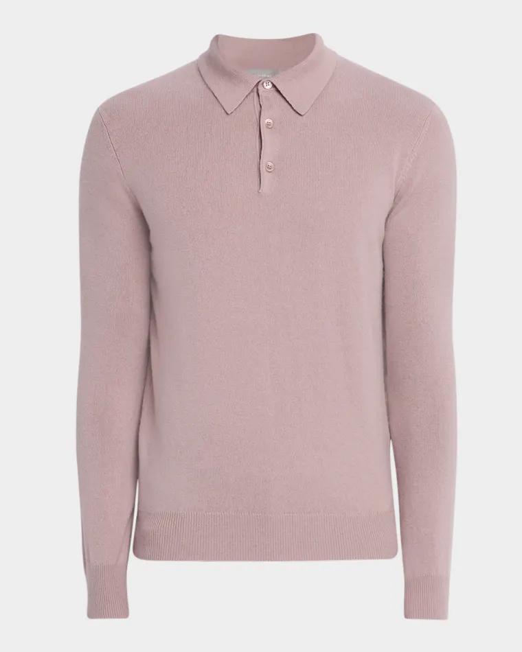 Men's Cashmere Long-Sleeve Polo Sweater by NEIMAN MARCUS