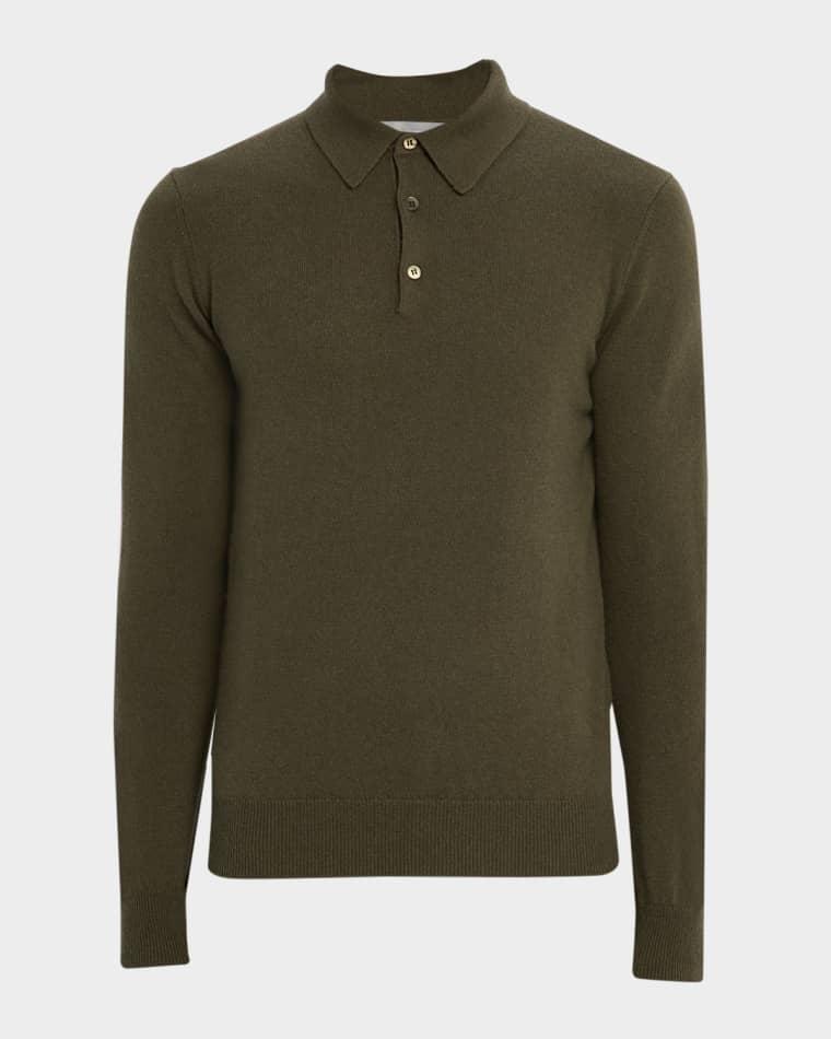 Men's Cashmere Long-Sleeve Polo Sweater by NEIMAN MARCUS