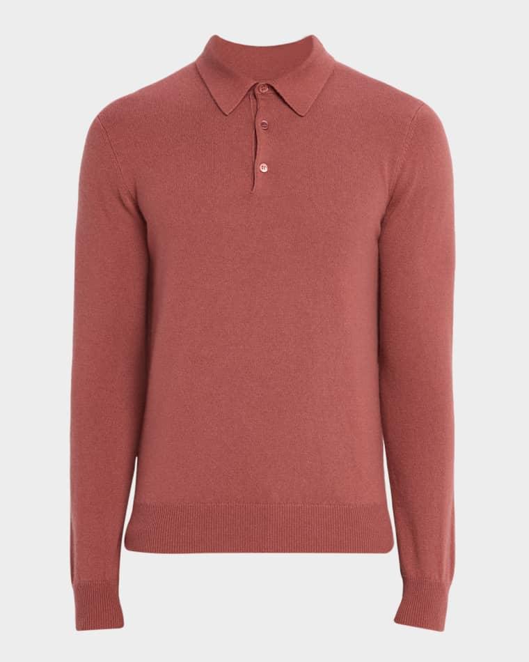 Men's Cashmere Long-Sleeve Polo Sweater by NEIMAN MARCUS