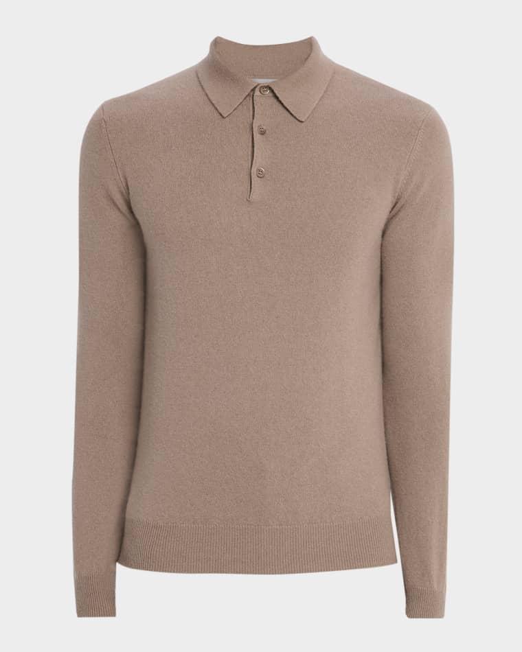 Men's Cashmere Long-Sleeve Polo Sweater by NEIMAN MARCUS