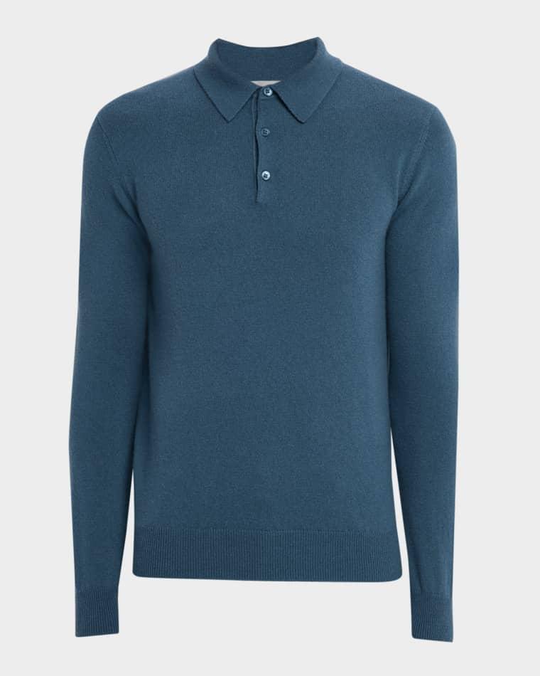 Men's Cashmere Long-Sleeve Polo Sweater by NEIMAN MARCUS