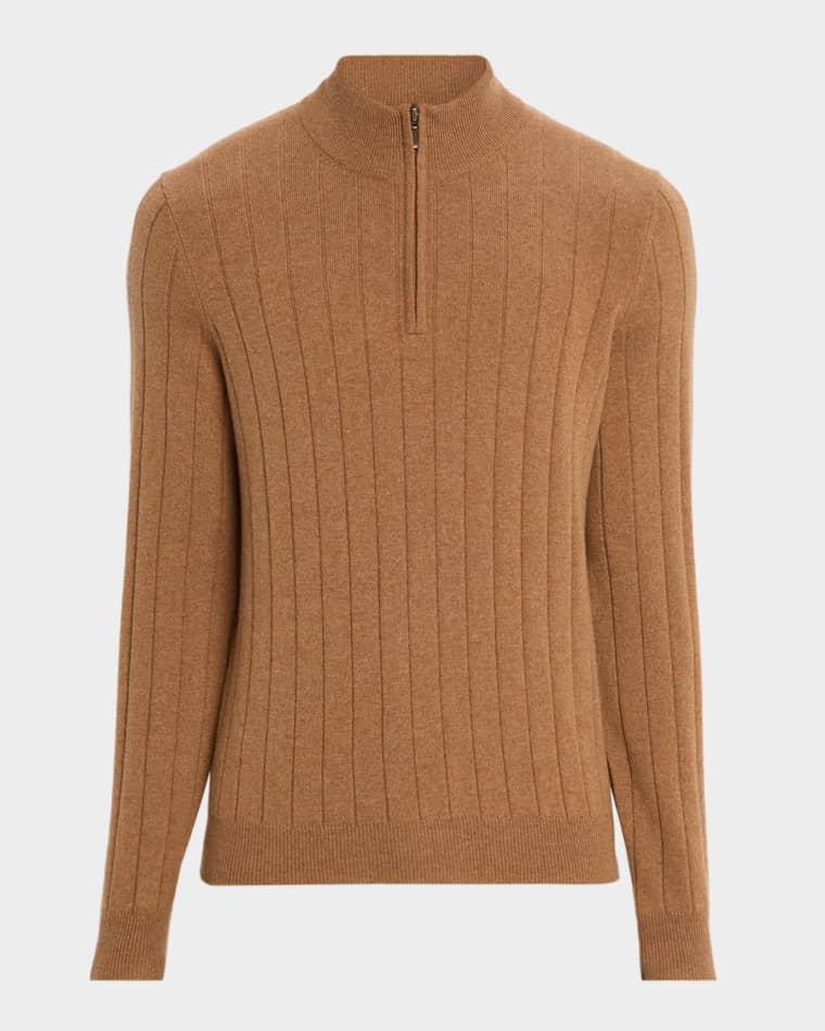 Men's Cashmere Rib Quarter-Zip Sweater by NEIMAN MARCUS