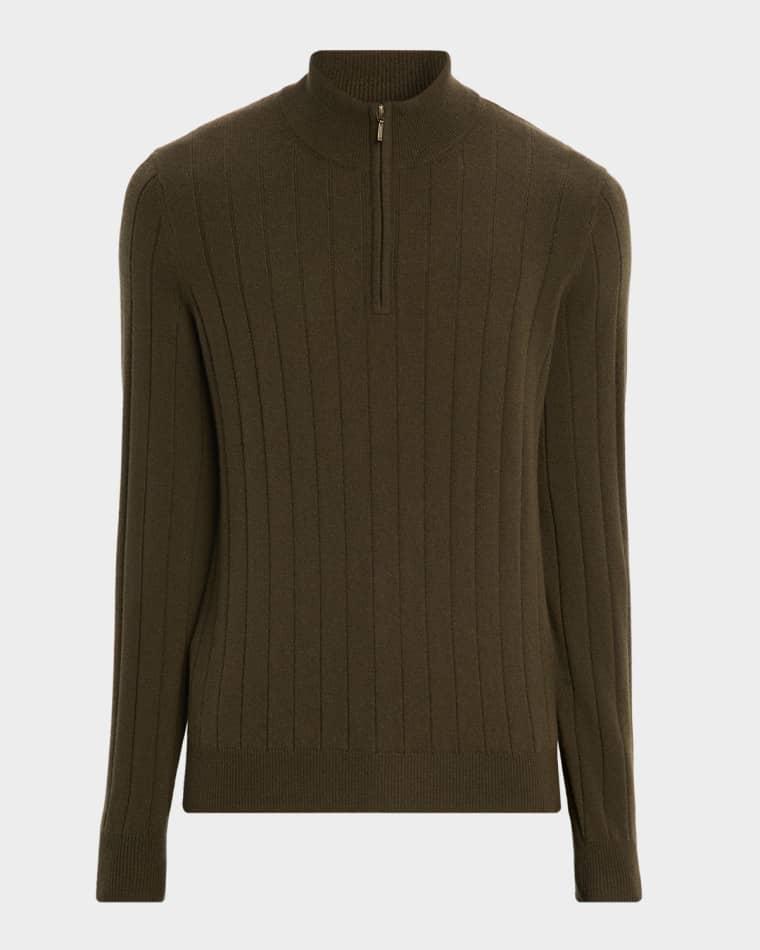 Men's Cashmere Rib Quarter-Zip Sweater by NEIMAN MARCUS