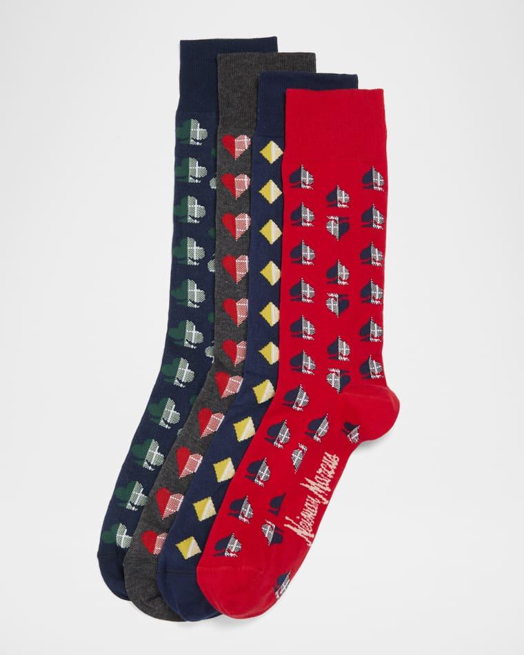Men's Deck of Socks 4-Pack Crew Socks, Boxed Gift Set by NEIMAN MARCUS