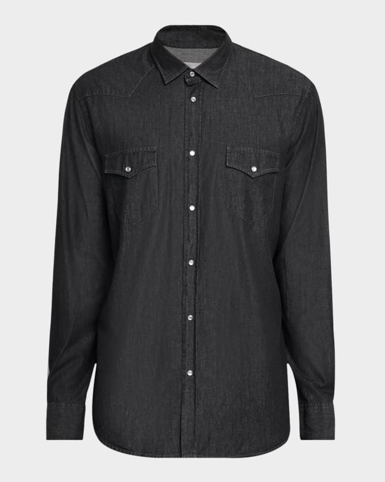 Men's Denim Western Button-Down Shirt by NEIMAN MARCUS