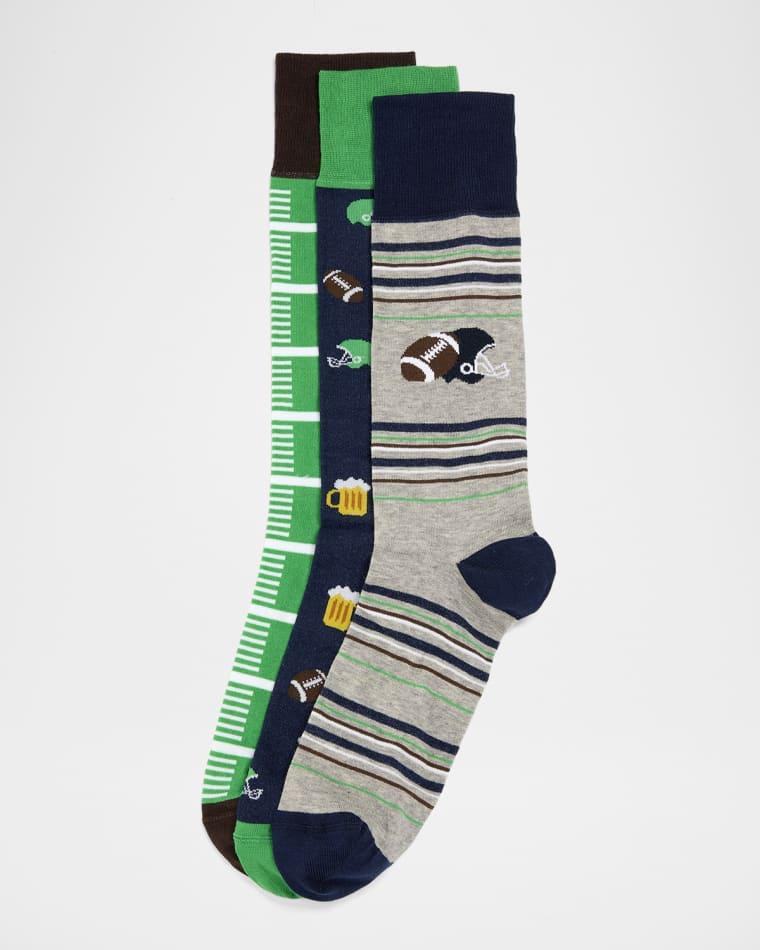 Men's Football 3-Pack Crew Socks, Boxed Gift Set by NEIMAN MARCUS