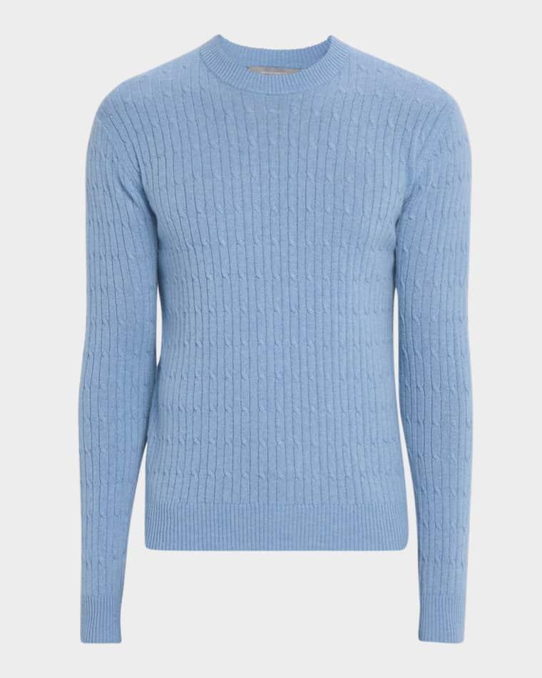 Men's Micro Cable-Knit Cashmere Crewneck Pullover by NEIMAN MARCUS