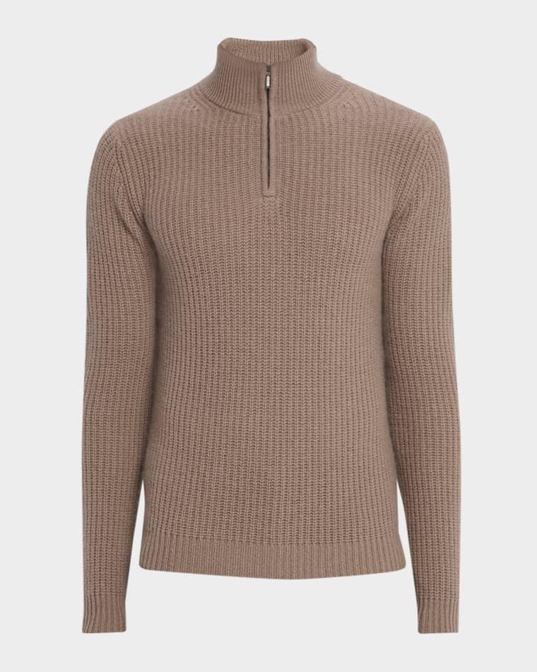 Men's Ribbed Cashmere Quarter-Zip Pullover by NEIMAN MARCUS