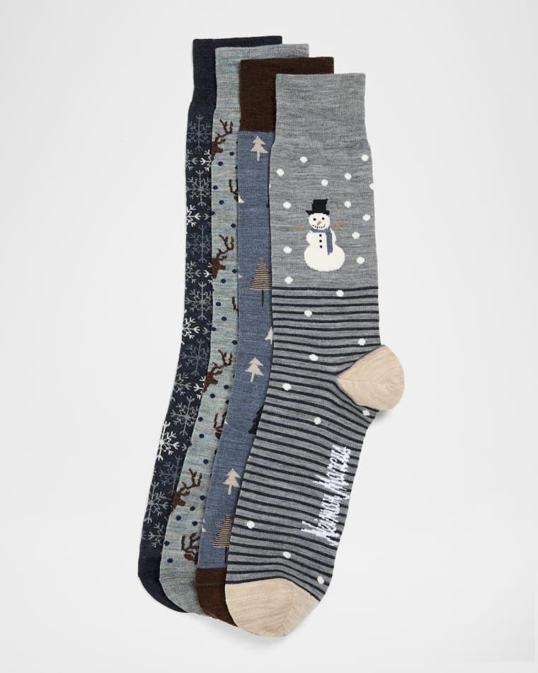 Men's Winter Woods 4-Pack Crew Socks, Boxed Gift Set by NEIMAN MARCUS