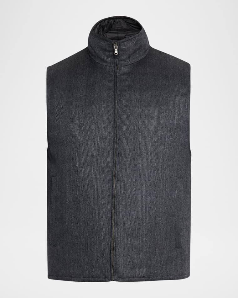 Men's Wool Herringbone Full-Zip Vest by NEIMAN MARCUS