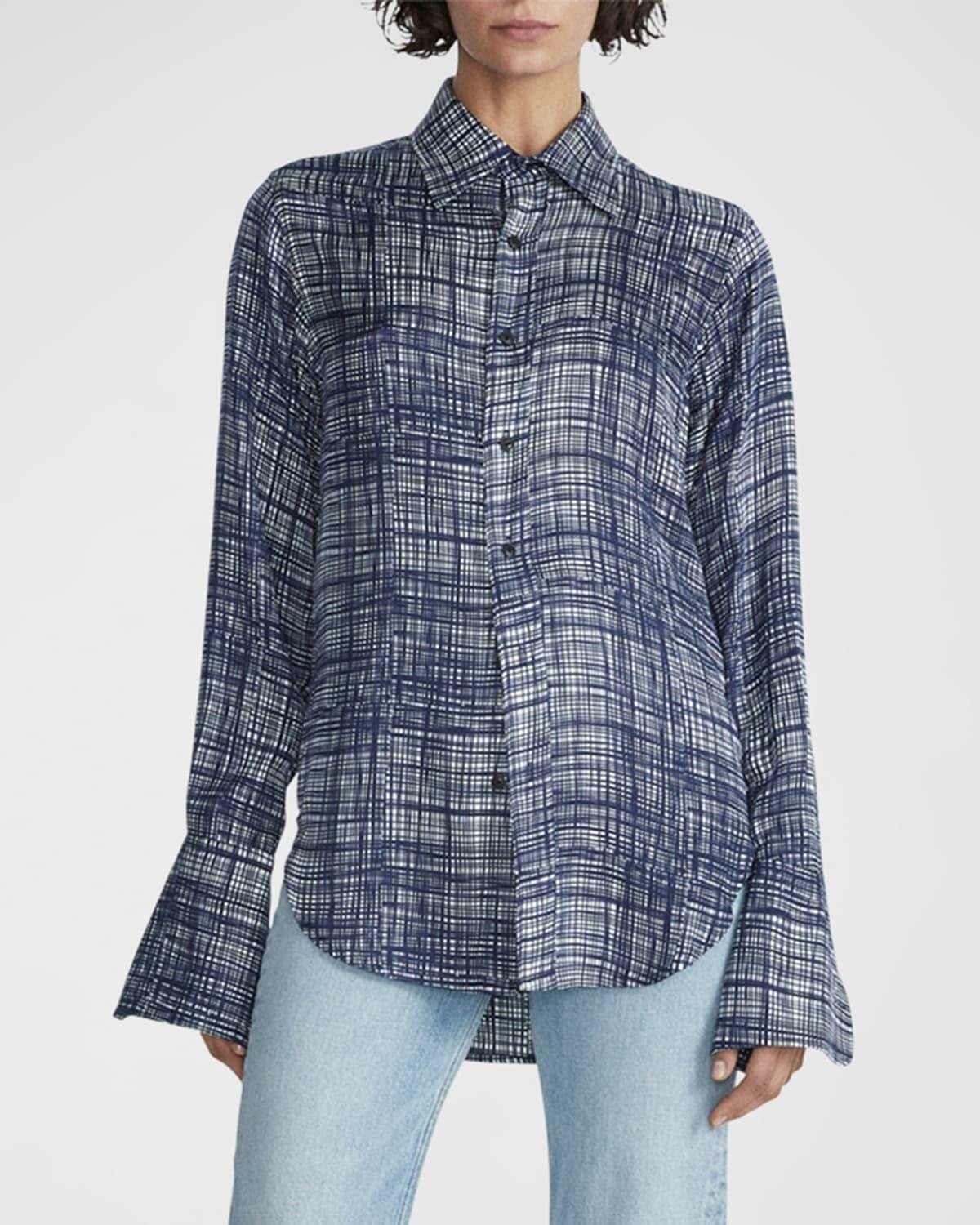 Delphine Printed Button-Front Shirt by NEIMANMARCUS