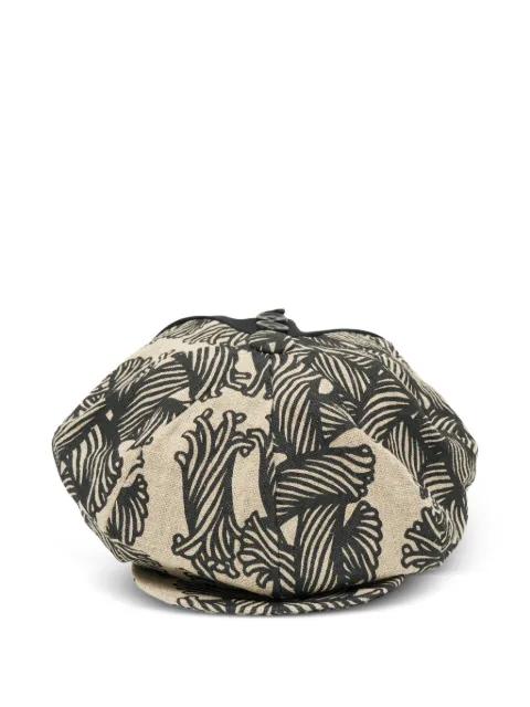 button-embellished graphic-print baker boy hat by NEMEN